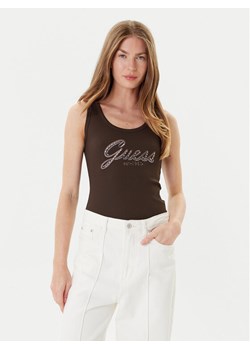 Guess Top W5YP00 KCXJ2 Brązowy Regular Fit ze sklepu MODIVO w kategorii Bluzki damskie - zdjęcie 185034644