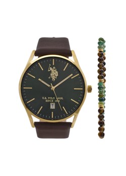 U.S. Polo Assn. Zestaw zegarek i bransoletka Colin USP6376TW Złoty ze sklepu MODIVO w kategorii Zegarki - zdjęcie 185034673