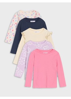 Sinsay - Bawełniana koszulka z długimi rękawami 5 pack - kremowy ze sklepu Sinsay w kategorii Kaftaniki i bluzki - zdjęcie 185037801