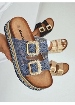 Royalfashion Klapki damskie z klamerkami z cyrkonii GlamCork ze sklepu royalfashion.pl w kategorii Klapki damskie - zdjęcie 185041824