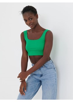 Sinsay - Crop top w prążki - zielony ze sklepu Sinsay w kategorii Bluzki damskie - zdjęcie 185042970