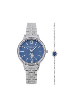 U.S. Polo Assn. Zestaw zegarek i bransoletka Faith USP6392TW Srebrny ze sklepu MODIVO w kategorii Zegarki - zdjęcie 185043852