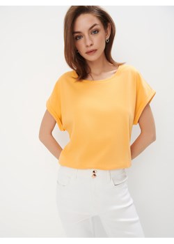 Mohito - Bawełniany pomarańczowy t-shirt - pomarańczowy ze sklepu Mohito w kategorii Bluzki damskie - zdjęcie 185045093