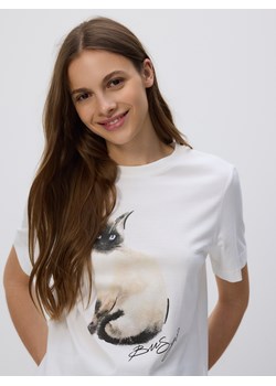 Reserved - T-shirt z nadrukiem - złamana biel ze sklepu Reserved w kategorii Bluzki damskie - zdjęcie 185045303