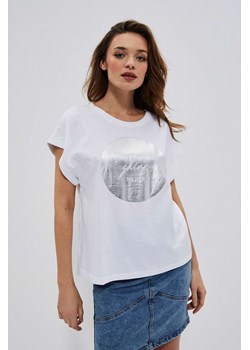 Bluzka z metalicznym nadrukiem ze sklepu Moodo.pl w kategorii Bluzki damskie - zdjęcie 185045460