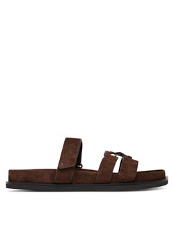 Klapki Tory Burch Ines Sport Slide 163481 Brązowy ze sklepu eobuwie.pl w kategorii Klapki damskie - zdjęcie 185054813