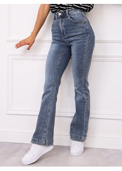 SPODNIE JEANSOWE FLARE DZWONY- GRANATOWE ze sklepu olika.com.pl w kategorii Jeansy damskie - zdjęcie 185062073
