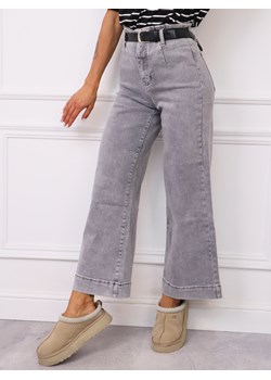 SZARE JEANSOWE SPODNIE Z SZEROKIMI NOGAWKAMI+ PASEK ze sklepu olika.com.pl w kategorii Jeansy damskie - zdjęcie 185062090
