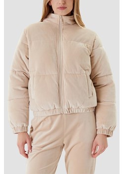 GUESS Beżowa zamszowa damska kurtka Couture Puffer, Rozmiar XS ze sklepu outfit.pl w kategorii Kurtki damskie - zdjęcie 185063764