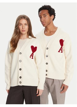 AMI PARIS Kardigan BFUKC006.018 Écru Regular Fit ze sklepu MODIVO w kategorii Swetry męskie - zdjęcie 185064641