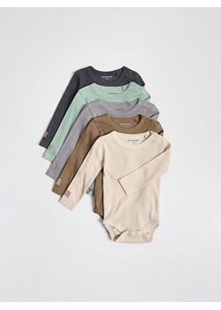 Reserved - Bawełniane body 5 pack - beżowy ze sklepu Reserved w kategorii Odzież dla niemowląt - zdjęcie 185065140