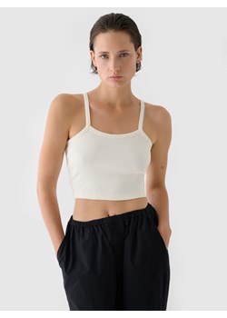 Damski crop top basic 4F 4FRSS24TSLEF214 - biały ze sklepu Sportstylestory.com w kategorii Bluzki damskie - zdjęcie 185065690