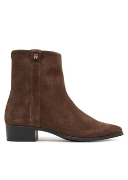 Botki Tommy Hilfiger Pointy Zip Bootie FW0FW08981 Brązowy ze sklepu eobuwie.pl w kategorii Botki - zdjęcie 185069140