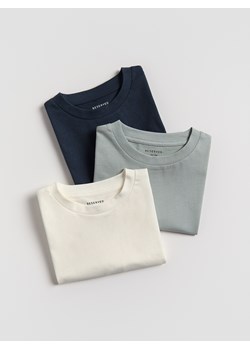 Reserved - Bawełniany t-shirt 3 pack - złamana biel ze sklepu Reserved w kategorii T-shirty chłopięce - zdjęcie 185070001