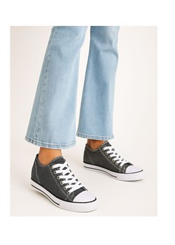 Czarne wiązane trampki sneakersy na niskim koturnie /A6-2 13519 T038/ ze sklepu Pantofelek24.pl w kategorii Trampki damskie - zdjęcie 185070122