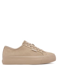 Calvin Klein Sneakersy Vulc Flatf Lace Up Sue/Wl Ck YW0YW02000 Beżowy ze sklepu MODIVO w kategorii Buty sportowe damskie - zdjęcie 185070230