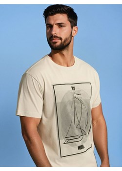Sinsay - Koszulka z nadrukiem - kremowy ze sklepu Sinsay w kategorii T-shirty męskie - zdjęcie 185077223
