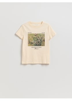 Reserved - T-shirt z nadrukiem - kremowy ze sklepu Reserved w kategorii Bluzki damskie - zdjęcie 185083221