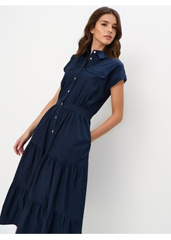 Mohito - Szmizjerka midi - granatowy - id: 180FO-95X - marki Mohito - 185084014 Mohito - Szmizjerka midi - granatowy ze sklepu Mohito w kategorii Sukienki - zdjęcie 185084014