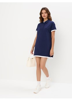 Mohito - Granatowa sukienka mini z kołnierzykiem polo - granatowy ze sklepu Mohito w kategorii Sukienki - zdjęcie 185084360