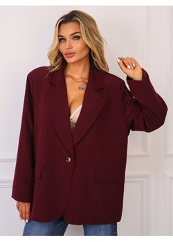 MARYNARKA OVERSIZE ZAPINANA NA GUZIKI- BORDOWA ze sklepu olika.com.pl w kategorii Marynarki damskie - zdjęcie 185136531
