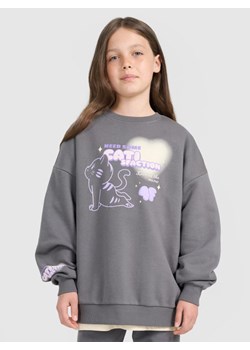 Dziewczęca bluza nierozpinana bez kaptura 4F 4FJRAW25TSWSF2438 - szary ze sklepu Sportstylestory.com w kategorii Bluzy dziewczęce - zdjęcie 185137634