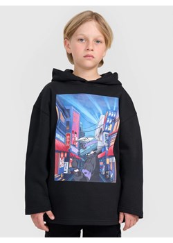 Chłopięca bluza nierozpinana z kapturem 4F 4FJRAW25TSWSM2345 - czarna ze sklepu Sportstylestory.com w kategorii Bluzy chłopięce - zdjęcie 185137874