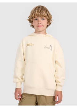 Chłopięca bluza nierozpinana z kapturem 4F 4FJRAW25TSWSM2447 - beżowa ze sklepu Sportstylestory.com w kategorii Bluzy chłopięce - zdjęcie 185137881