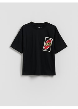Reserved - T-shirt z nadrukiem UNO - czarny ze sklepu Reserved w kategorii T-shirty chłopięce - zdjęcie 185361993