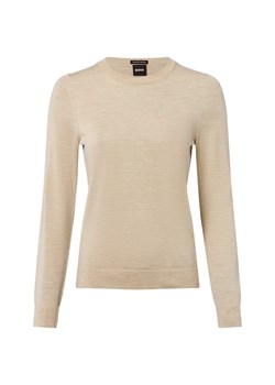 BOSS Damski sweter z dzianiny - Ferpina Kobiety wełna ze strzyży beżowy jednolity ze sklepu vangraaf w kategorii Swetry damskie - zdjęcie 185362713