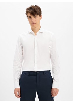JOOP! Męska koszula biznesowa - Pares Mężczyźni Slim Fit Bawełna biały jednolity ze sklepu vangraaf w kategorii Koszule męskie - zdjęcie 185362753