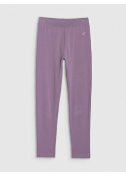 Dziewczęce legginsy dzianinowe 4F 4FJWMM00TTIGF220 - fioletowe ze sklepu Sportstylestory.com w kategorii Spodnie dziewczęce - zdjęcie 185368141