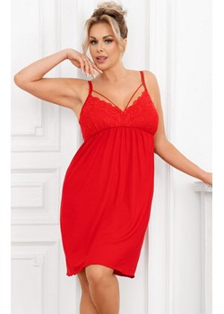 Czerwona koszula nocna na ramiączka plus size Sylvia, Kolor czerwony, Rozmiar 3XL, Donna ze sklepu Intymna w kategorii Koszule nocne - zdjęcie 185369431