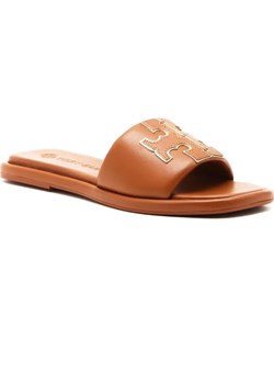 TORY BURCH Skórzane klapki DOUBLE T SPORT SLIDE ze sklepu Gomez Fashion Store w kategorii Klapki damskie - zdjęcie 185369663