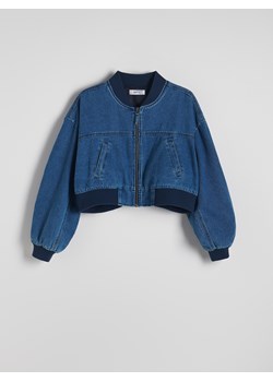 Reserved - Oversizowa jeansowa kurtka bomber - niebieski ze sklepu Reserved w kategorii Kurtki damskie - zdjęcie 185373590
