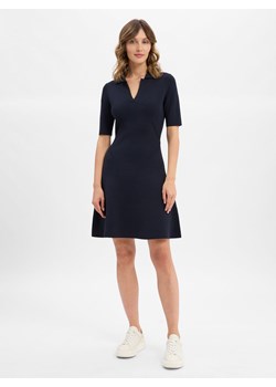BOSS Damska sukienka z dzianiny - Felita Kobiety granatowy jednolity ze sklepu vangraaf w kategorii Sukienki - zdjęcie 185373640