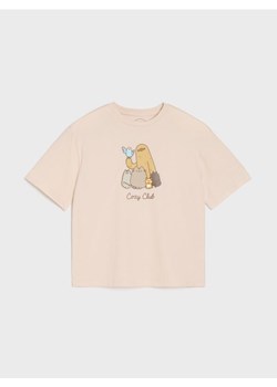 Sinsay - Bawełniana koszulka z nadrukiem Pusheen the Cat - beżowy - id: 518FV-08X - marki Sinsay - 185376413 Sinsay - Bawełniana koszulka z nadrukiem Pusheen the Cat - beżowy ze sklepu Sinsay w kategorii Bluzki dziewczęce - zdjęcie 185376413