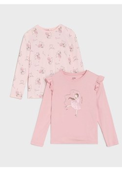 Sinsay - Bawełniana koszulka z falbanami 2 pack - wielobarwny ze sklepu Sinsay w kategorii Bluzki dziewczęce - zdjęcie 185376483