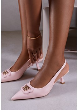 Różowe Czółenka Sandały Vices na Kaczuszce Typu Slingback Ozdobione Metaliczną Aplikacją Lilarunea ze sklepu renee.pl w kategorii Czółenka - zdjęcie 185384814
