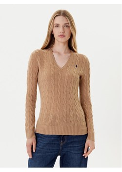 Polo Ralph Lauren Sweter 211971866002 Beżowy Slim Fit ze sklepu MODIVO w kategorii Swetry damskie - zdjęcie 185384952