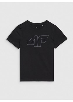 Chłopięcy t-shirt z nadrukiem 4F 4FJWSS25TTSHM2179 - czarny ze sklepu Sportstylestory.com w kategorii T-shirty chłopięce - zdjęcie 185389491