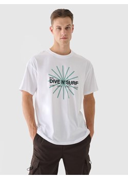 Męski t-shirt z nadrukiem 4F 4FRSS24TTSHM2540 - biały ze sklepu Sportstylestory.com w kategorii T-shirty męskie - zdjęcie 185389501