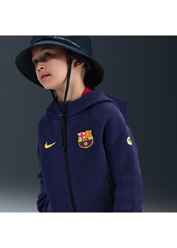 Piłkarska bluza z kapturem i zamkiem na całej długości dla dużych dzieci (chłopców) Nike FC Barcelona Tech - Fiolet ze sklepu Nike poland w kategorii Bluzy chłopięce - zdjęcie 185389623
