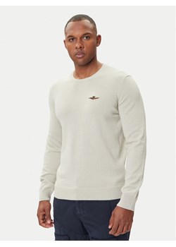 Aeronautica Militare Sweter 252MA1611UL00506 Beżowy Regular Fit ze sklepu MODIVO w kategorii Swetry męskie - zdjęcie 185391492