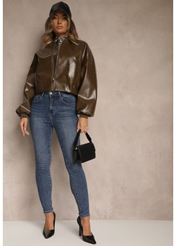 Granatowe Jeansy High Waist z Prostą Nogawką Ellinne ze sklepu renee.pl w kategorii Jeansy damskie - zdjęcie 185396411