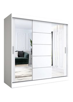 Biała szafa przesuwna z lustrem 200 cm - Ebia 6X ze sklepu Edinos.pl w kategorii Szafy - zdjęcie 185398283