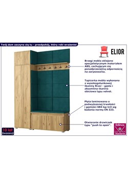 Szafa z siedziskiem tapicerowanym garderoba dąb craft P3-C39 ze sklepu Edinos.pl w kategorii Zestawy mebli do przedpokoju - zdjęcie 185398513