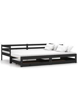 Wysuwane łóżko z szufladami czarny - Ikis 3X 90 / 180 x 200 cm ze sklepu Edinos.pl w kategorii Łóżka i materace - zdjęcie 185399701