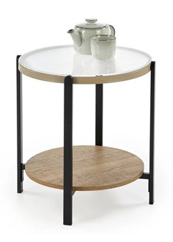 Okrągła szklana ława na metalowej podstawie R0-N46 ze sklepu Edinos.pl w kategorii Dom - zdjęcie 185400342