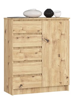 Komoda z 5 szufladami i półkami dąb artisan - Werta ze sklepu Edinos.pl w kategorii Komody - zdjęcie 185401210